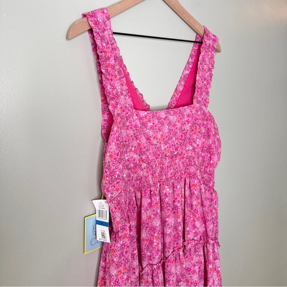 NWT CeCe Floral Sleeveless Tiered Ruffle Knee Length Dress Pink Orange Size XL - Picture 4 of 8